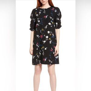 Halogen® Ruched Sleeve Crepe Dress